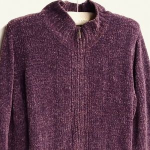 Coldwater Creek Dark Lilac Sweater Zipper Front